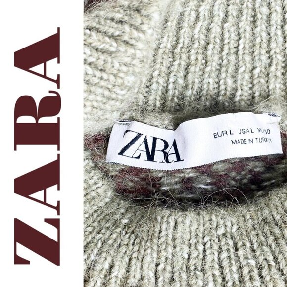 ZARA BLOGGER FAVE Wool Houndstooth Mock Neck Mini Sweater Dress, Large - Picture 7 of 12